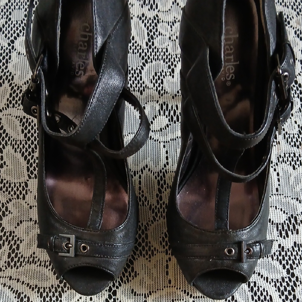Charlies Black Heels With Mary Jane Strap